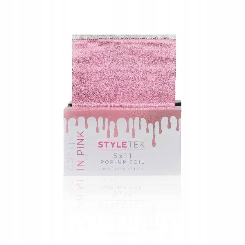 Folia fryzjerska Styletek, ryflowana, różowa, 500 sztuk, 12,7x27,9 cm