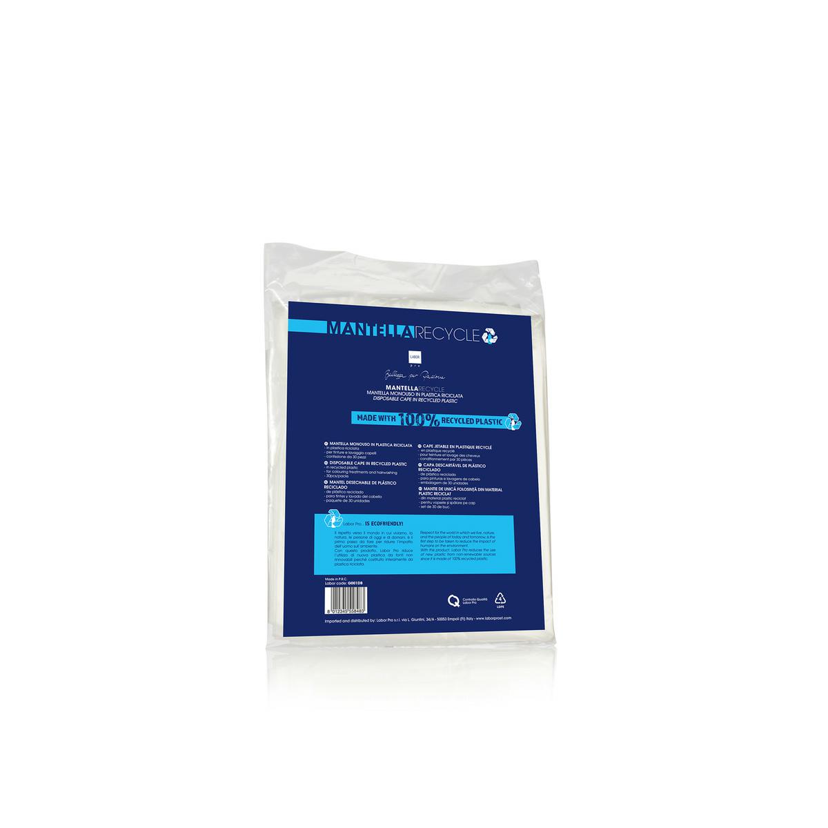 G001DBI , LABOR , JEDNORAZOWA PELERYNA Z RECYKLINGU 30 SZT BIAŁA - obrazek 3