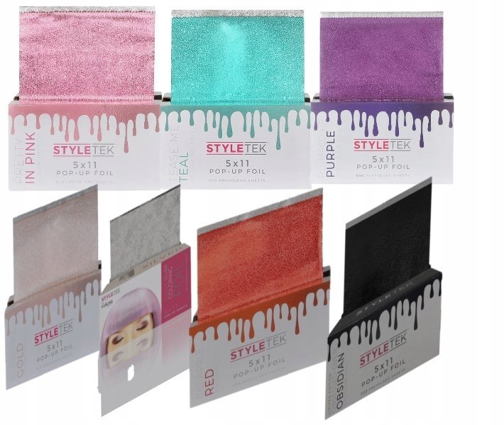 STYLETEK , Aluminiowa Folia fryzjerska , ryflowana , cięta , 500 szt , kolor fioletowy - obrazek 3